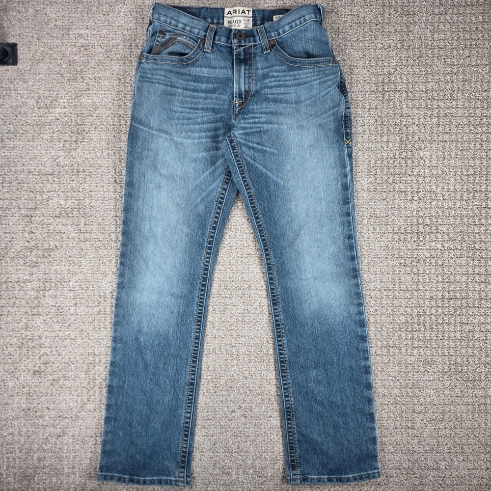 Ariat M4 Mens Relaxed Straight Leg Jeans Blue Denim Size 30x34 Low Rise